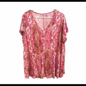 New Directions pink paisley knit top 1X